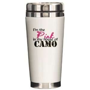  Pink in my house of Camo Military Ceramic Travel Mug by 