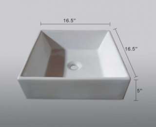16.5  Square European Style Ceramic White Vessel Sink B13 w/ overflow 