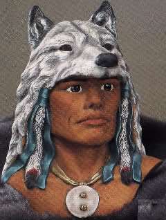 Ceramic Indian Brave in Wolf Headdress Ready to Paint~  