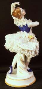 Porcelain Dresden Ballerina Navy & White Tutu Very Chipped Skirt 
