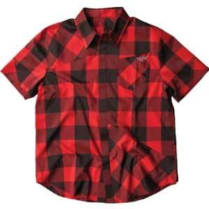 Fly Racing Jack Down Button Up Mens Woven Race Wear Shirt   Black/Red 