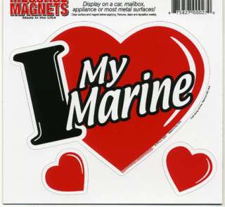 Love My Marine 3 in 1 Heart Car Magnet  