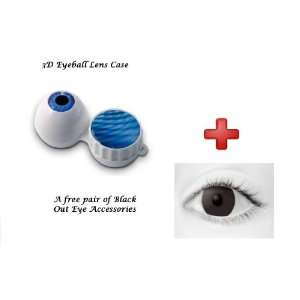  3D Crazy Eye Ball Contact Lens Case + Free Black Out Eye 