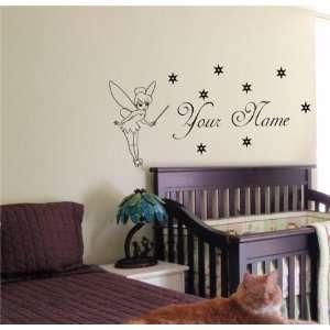   BABY NAME TINKERBELL FAIRY WALL STICKER BOY GIRL ROOM 08 Home