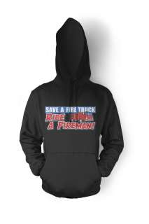   Ride A Fireman Funny Firefighter Fire And Rescue Mens Hoodie  