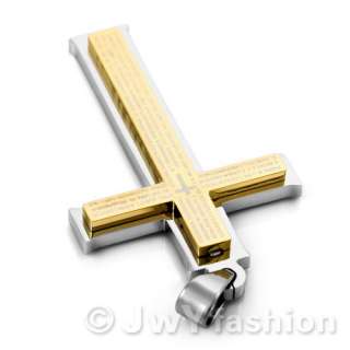 MENS Silver Gold Stainless Steel Cross Bible Necklace Pendants vj994 