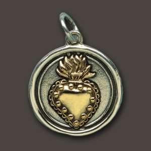  Waxing Poetic Charm Sterling Silver Brass Flaming Heart 