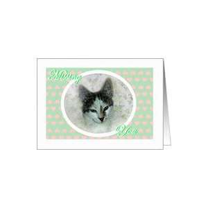  Missing you, watercolour cat and love hearts Card Health 