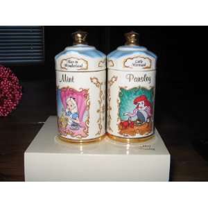  Lenox Disney Spice Jars; Alice in Wonderland, Mint and 