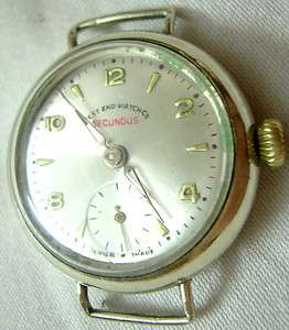 INTERESTING SIZE WEST END SECUNDUS TRENCH WRIST WATCH.EVERBRIGHT STEEL 