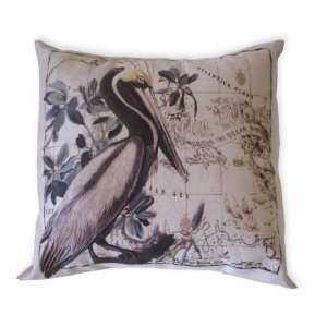 com Brown Microsuede Pelican 18 x 18 Pillow Tropical Made and Design 