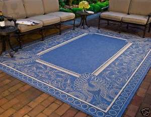 Abaco Indoor/Outdoor Blue/Natural Carpet Rug 9 x 12  