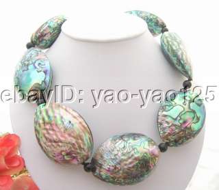 Rare Big Natural 43x58mm Paua Abalone Shell Necklace  