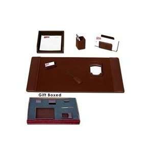  Dacasso   Classic Chocolate Leather 7 Piece Desk Set 