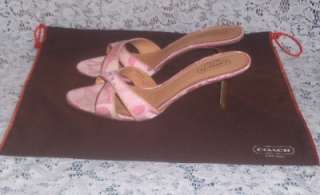 Womens Pink COACH~Ciara~ Signature Sandals Heels 10  