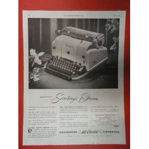 1950 Underwood all electric typewriter 50s Print Ad (Typewriter 