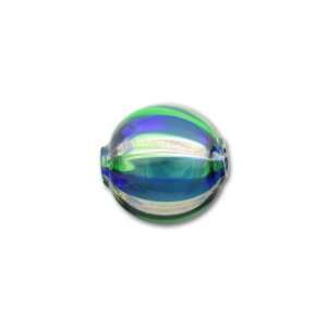  Venetian Blown Glass Round Bead   Green and Cobalt with 