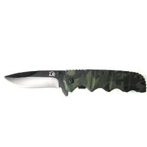 WarTech  8 Camo Spring Assisted pocke knife, 4 blade with belt clips