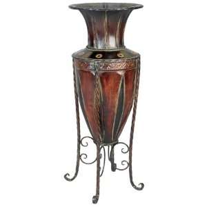  Tuscan Old World Metal Planter Vase with Stand Patio 