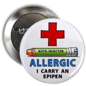 ALLERGY ALERT I Carry an EPIPEN Green Medical Alert 2.25 inch Pinback 