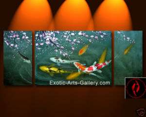 Modern Abstract Art Chinese Koi Fish Feng Shui Painting  
