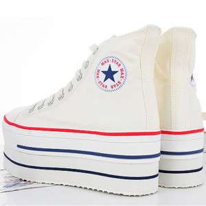 Womens White Platform Zip Wedge Sneakers Shoes US 6~8  