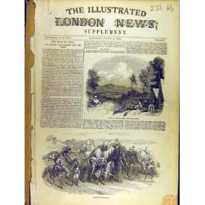  1849 War India River Jhelum Guns Elephants Camp Print 