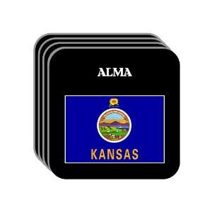  US State Flag   ALMA, Kansas (KS) Set of 4 Mini Mousepad 