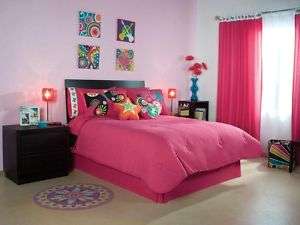 New Teens Girls Pink Fuchsia Star Comforter Bedding Sheet Set Twin 7PC 