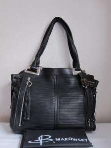298 B. MAKOWSKY Black GISELLE Tote Bag Handbag Purse  