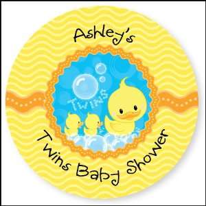  Twin Ducky Ducks   24 Round Personalized Baby Shower 