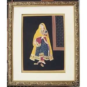    Indian Traditional Lady in Palace, Paper Painting 