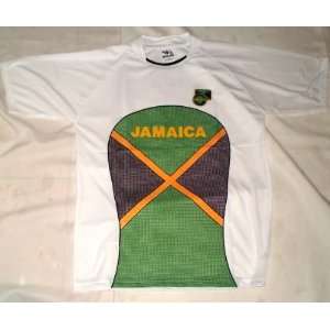  jamaica white & green soccer jersey size large (IRREGULAR 