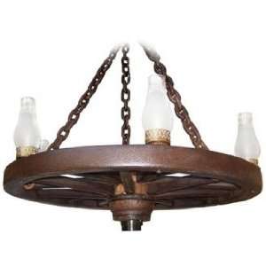   Frosted Hurricanes 24 Wagon Wheel Chandelier