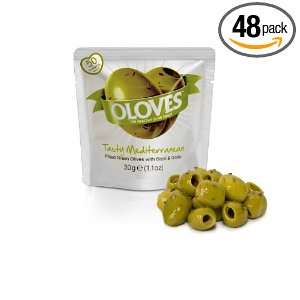 Oloves Tasty Mediterranean Flavor, 48 x 1.1oz, Pitted Green Olives 