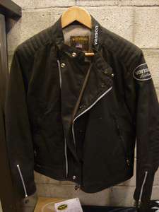 Vanson Leather Trophy Waxed Cotton Motorcycle Jacket Black  