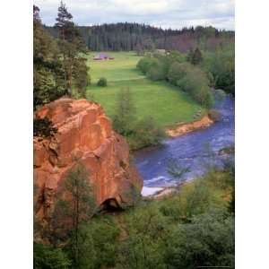 Blue Amata River Snakes through Zvartas Valley, Gauja National Park 