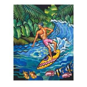  man surfing in river Giclee Poster Print, 9x12