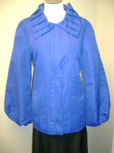 Dennis Basso Water Resistant Zip Front Jacket w/Tuck Blue NWOT  