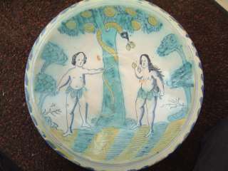 RARE ENGLISH DELFT BLUE DASH CHARGER ADAM AND EVE CIRCA 1680 FAIENCE 