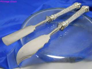 ORNATE GERMAN SOLID SILVER BUTTER KNIFE & CHEESE LIFTER KORNER & PROLL 