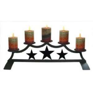   Fireplace Mantle Candle Holder   Wrought Iron   Star 