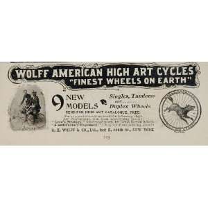  1896 Ad Wolff American High Art Cycle Bicycle Wolf RARE 