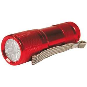   Flashlight   Red Metal Body, On/Off Switch, Small Strap at the Base