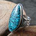 Navajo Gary Reeves Sterling Silver Chinese Turquoise Ring  