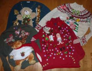 MENS Womens Ugly CHRISTMAS Sweater Contest Size Sm Med Large Moose 