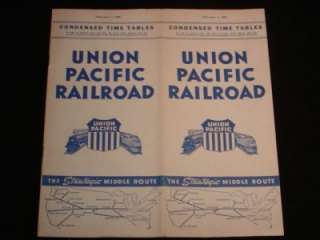 UNION PACIFIC RAILROAD Vintage Condensed Time Tables Schedule, Feb. 1 