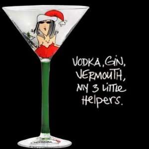 Vodka, Gin, Vermouth; My 3 Little Helpers Christmas Martini Glass 