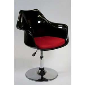 Tulip Style Lilly Modern Salon Arm Chair Dining Chair Black Shell 
