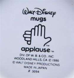 APPLAUSE WALT DISNEY MICKEY MOUSE Ceramic Mug 1986  